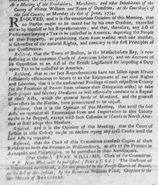 Resolve & Revolution - Marking the 250th Anniversary of the Prince William County Resolves